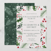 Rustiek Holly Berries Kerstmis Verlovingsfeest Kaart (Voorkant / Achterkant)