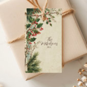 Rustiek Holly Berry kerstfeest Cadeaulabel