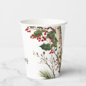 Rustiek Holly Berry kerstfeest Papieren Bekers (Achterkant)