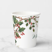 Rustiek Holly Berry kerstfeest Papieren Bekers (Voorkant)