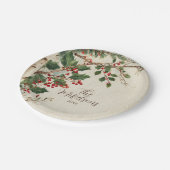 Rustiek Holly Berry kerstfeest Papieren Bordje (Gekanteld)