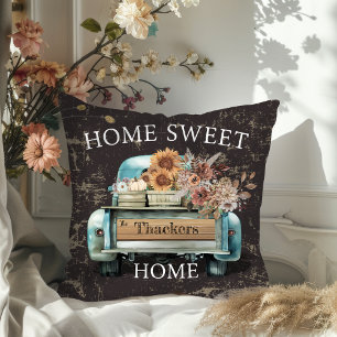 Rustiek Home Sweet Home Truck Herfst Bloemen Kussen