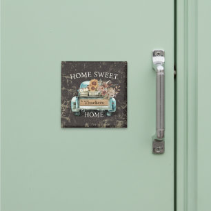 Rustiek Home Sweet Home  Truck Herfst Bloemen Magneet