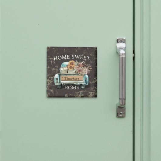 Rustiek Home Sweet Home  Truck Herfst Bloemen Magneet