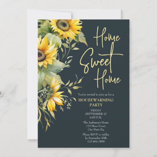 Rustiek Home Sweet Home Zonnebloem Housewarming Kaart (Voorkant)