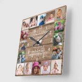 Rustiek Hout 16 Fotocollage Kleinkinderen Quote Vierkante Klok (Hoek)