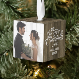 Rustiek Hout 3 Foto Pas getrouwd eerste Kerstmis Decoratie