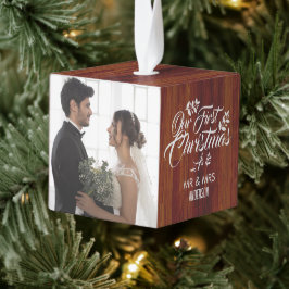 Rustiek Hout 3 Foto Pas getrouwd eerste Kerstmis Decoratie