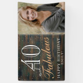 Rustiek hout 40 en Fabulous 40th Verjaardag Foto Spandoek (Verticaal)