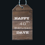 Rustiek hout 40e verjaardag gepersonaliseerd cadea cadeaulabel<br><div class="desc">Rustiek hout 40e verjaardag gepersonaliseerd cadeau Label</div>