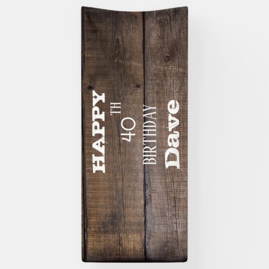 Rustiek hout 40th elk jaar verjaardag spandoek (Verticaal)