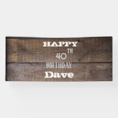 Rustiek hout 40th elk jaar verjaardag spandoek (Horizontaal)