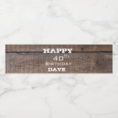 Rustiek hout 40th elk jaar verjaardag waterfles etiket (Enkel label)