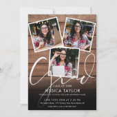 Rustiek Hout 4 Foto Collage Graduation Party Kaart (Voorkant)