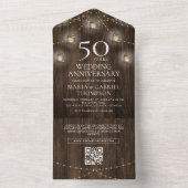 Rustiek hout 50e bruiloft Jubileum All In One Uitnodiging (Binnen)