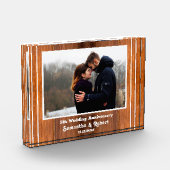 Rustiek Hout 5e Bruiloft Jubileum Paar Fotoblokken (Links)