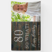 Rustiek Hout 80 Dus Wat 80ste Verjaardag Foto Spandoek (Verticaal)