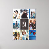 Rustiek Hout 8 Foto Collage Monogram Gepersonalise Canvas Afdruk (Voorkant)