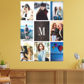 Rustiek Hout 8 Foto Collage Monogram Gepersonalise Canvas Afdruk (Insitu (Woonkamer))