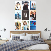 Rustiek Hout 8 Foto Collage Monogram Gepersonalise Canvas Afdruk (Insitu (Slaapkamer))