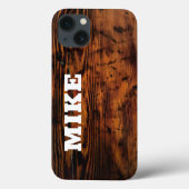 Rustiek Hout & Aangepaste Naam, Minimalistisch Case-Mate iPhone Case (Achterkant)