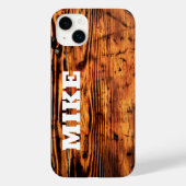 Rustiek  Hout & Aangepaste Naam, Minimalistisch Case-Mate iPhone Case (Achterkant)
