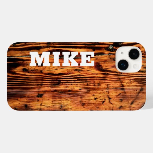 Rustiek  Hout & Aangepaste Naam, Minimalistisch Case-Mate iPhone Case (Achterkant (horizontaal))