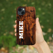 Rustiek Hout & Aangepaste Naam, Minimalistisch Case-Mate iPhone Case