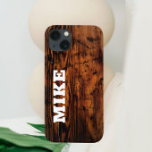 Rustiek Hout & Aangepaste Naam, Minimalistisch Case-Mate iPhone Case
