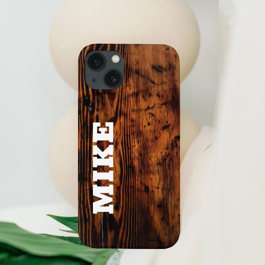Rustiek Hout & Aangepaste Naam, Minimalistisch Case-Mate iPhone Case