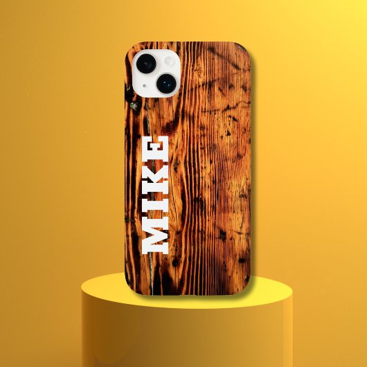 Rustiek  Hout & Aangepaste Naam, Minimalistisch Case-Mate iPhone Case