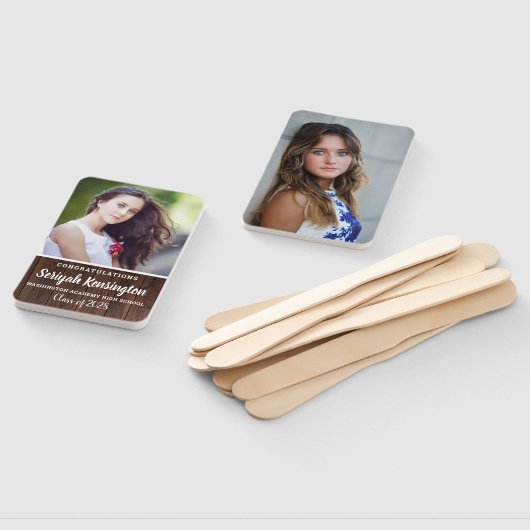 Rustiek Hout Afstuderen Vrouw Foto Handwaaier (Niet-gemonteerd)