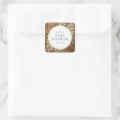 Rustiek Hout Aquarel Groen Baby shower Vierkante Sticker (Tas)