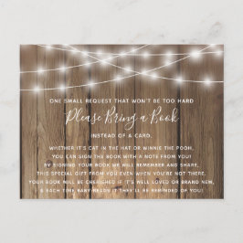 Rustiek Hout BabyQ Baby shower Breng een Boek Kaar Uitnodiging Briefkaart