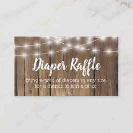 Rustiek Hout BabyQ Baby shower Luier Raffle Ticket Informatiekaartje