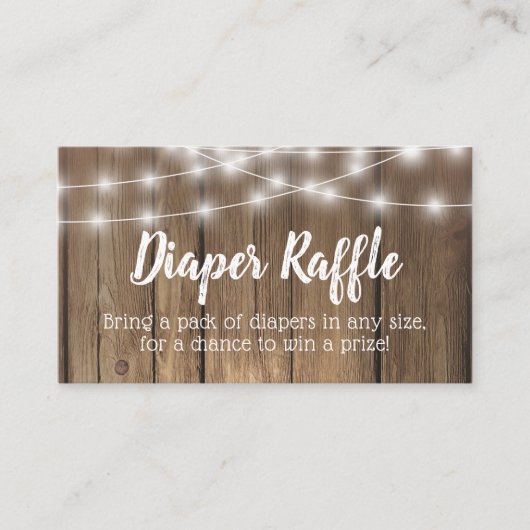 Rustiek Hout BabyQ Baby shower Luier Raffle Ticket Informatiekaartje (Voorkant)