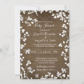 Rustiek Hout Baby's Adem Bloemen Baby Meisje Douch Kaart (Voorkant)