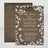 Rustiek Hout Baby's Adem Bloemen Baby Meisje Douch Kaart (Voorkant / Achterkant)