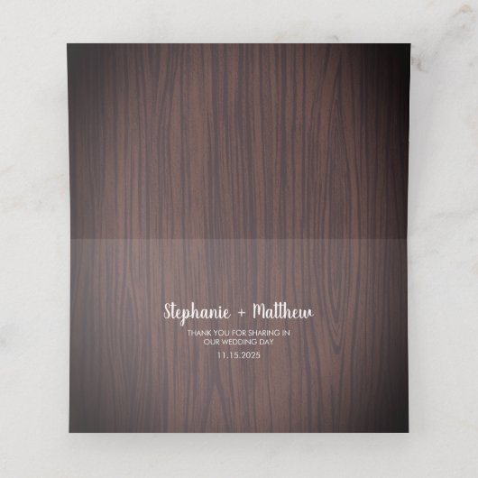 Rustiek hout baby's adem gipsophila bruiloft plaatskaartje (Binnenkant ongevouwen)