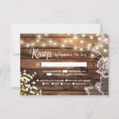 Rustiek Hout Baby's Breath & Kant Bruiloft RSVP Kaartje (Voorkant)