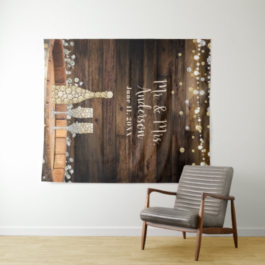 Rustiek Hout Barrel Lights Champagne & Baby's Brea Wandkleed (In Situ (horizontaal))