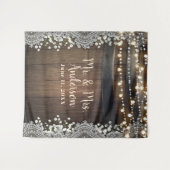 Rustiek Hout Barrel Lights Kant & Baby's Breath Wandkleed (Voorkant (horizontaal))