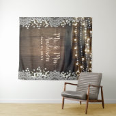 Rustiek Hout Barrel Lights Kant & Baby's Breath Wandkleed (In Situ (horizontaal))