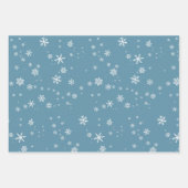 Rustiek Hout Beige Blauw Sneeuwvlok Patroon Kerstm Inpakpapier Vel (Voorkant 3)