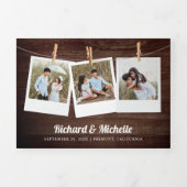 Rustiek Hout Berg Bos String Lights Bruiloft Drieluik Uitnodiging (Cover)