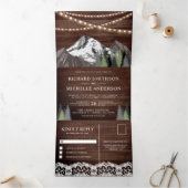 Rustiek Hout Berg Bos String Lights Bruiloft Drieluik Uitnodiging (Binnen)