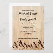 Rustiek hout & bergen bruiloft uitnodigingen (Voorkant / Achterkant)
