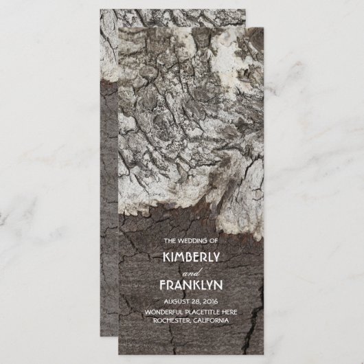 Rustiek Hout Berk Bark Country Wedding Programma's (Voorkant / Achterkant)