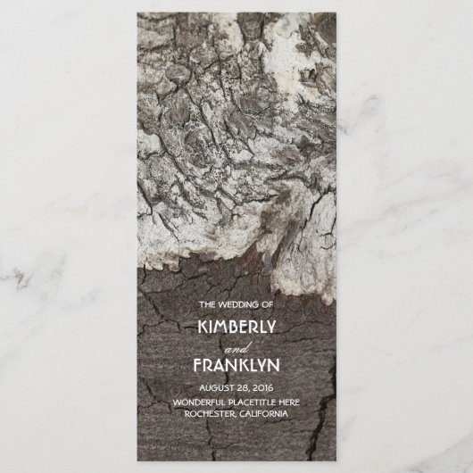 Rustiek Hout Berk Bark Country Wedding Programma's (Voorkant)