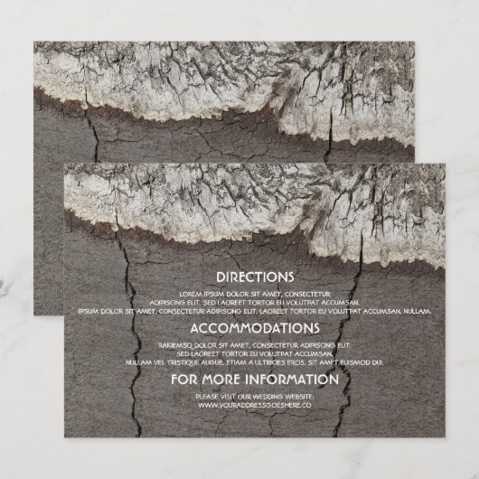 Rustiek Hout Berk Bast Tree Wedding Details Informatiekaartje (Voorkant / Achterkant)